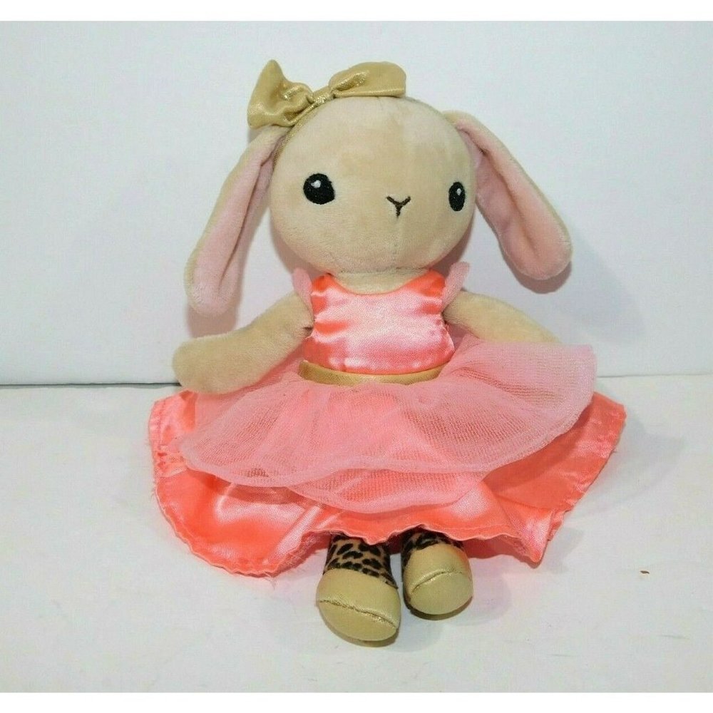 H&M Plush Bunny Rabbit Ballerina 10" Leopard Print Leggings Coral Dress lovey